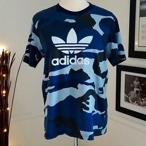 Adidas Blue Camo print Crewneck T-shirt